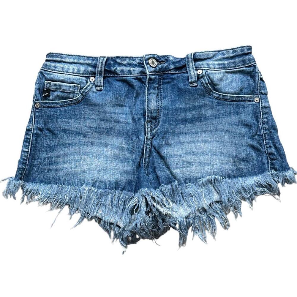 Kancan Denim Stretch Frayed Shorts Womens Medium